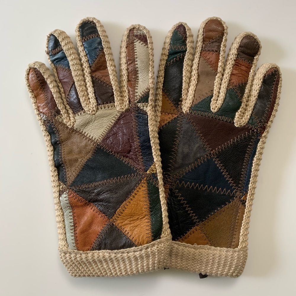 ✨American Vintage✨ Patchwork Leather Gloves